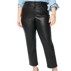 J.Crew Kate Vegan Leather Straight Leg Pants Black Women's Size 10 BU809